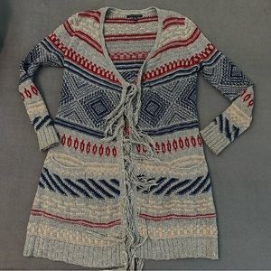 American Eagle Fringe Southwestern Cardigan Sweater Womens XS